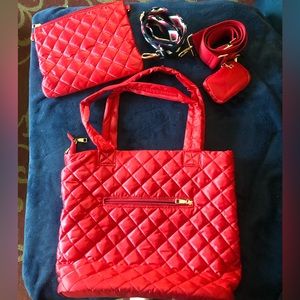 ahdorned Quilted Crossbody with pouch and two straps
